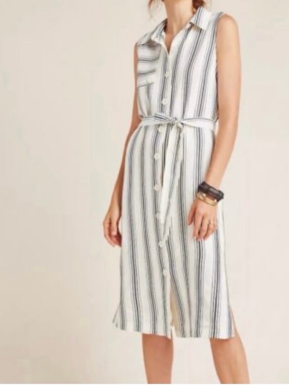 Maeve by Anthropologie Sleeveless Striped Button-Front Shirt Dress size 8 NWOT
